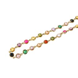 Round Faceted Multicolored stones Necklace in yellow gold