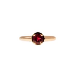 Round Solitaire Ring with Rhodolite and 18 Diamonds in Rose Gold