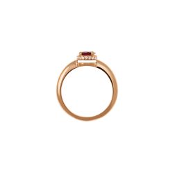 Round Solitaire Ring with Rhodolite and 18 Diamonds in Rose Gold