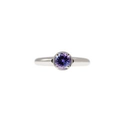 Round Solitaire Ring with Tanzanite and 18 Diamonds White Gold