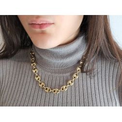 Photo of worn Navy chain Necklace 51cm x 12.30mm