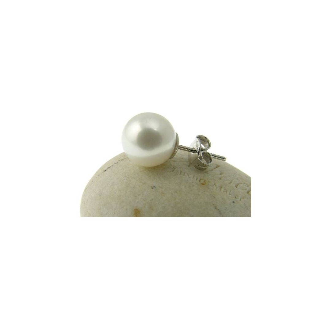 Pearl earrings 9-10 mm in White Gold
