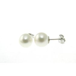 Pearl earrings 10 mm in White Gold