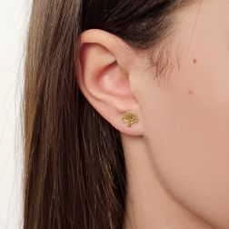 Photo of worn Yellow Gold Tree of Life Earrings