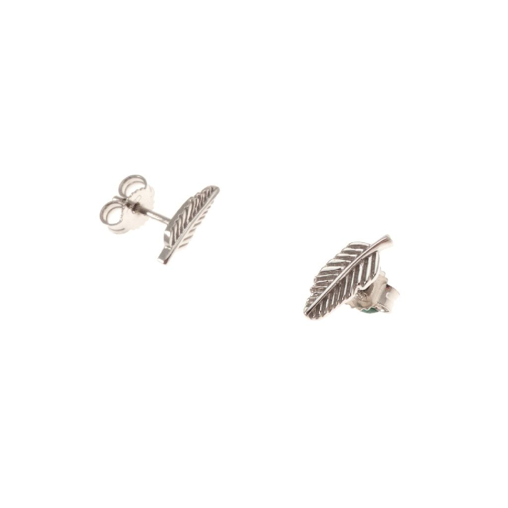 White Gold Feather Earrings