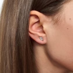 photo of worn White Gold Feather Earrings