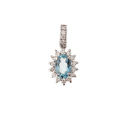 Ciondolo Kate Acquamarina 6x4mm e Diamanti