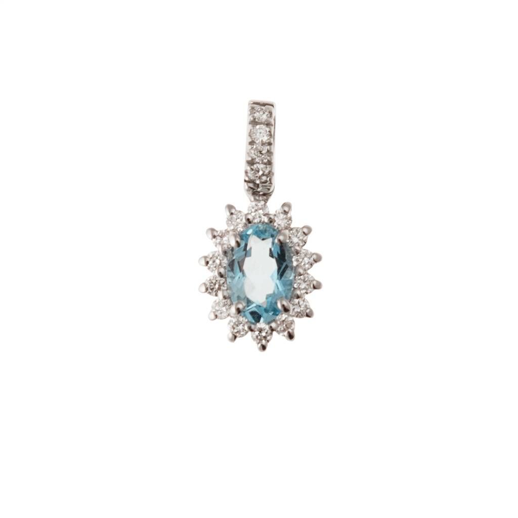 Pendant Kate Aquamarine 6x4mm and Diamond