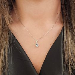 Photo of worn Pendant Kate Aquamarine 6x4mm and Diamond