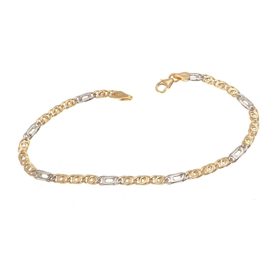 Bracciale maglia 3+1 tigre e pernice Sfaccettate oro Giallo e Bianco x 3.50mm