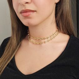 Photo of worn Navy chain necklace 70cm x 7.60mm