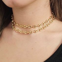 Photo of worn Navy chain necklace 70cm x 7.60mm
