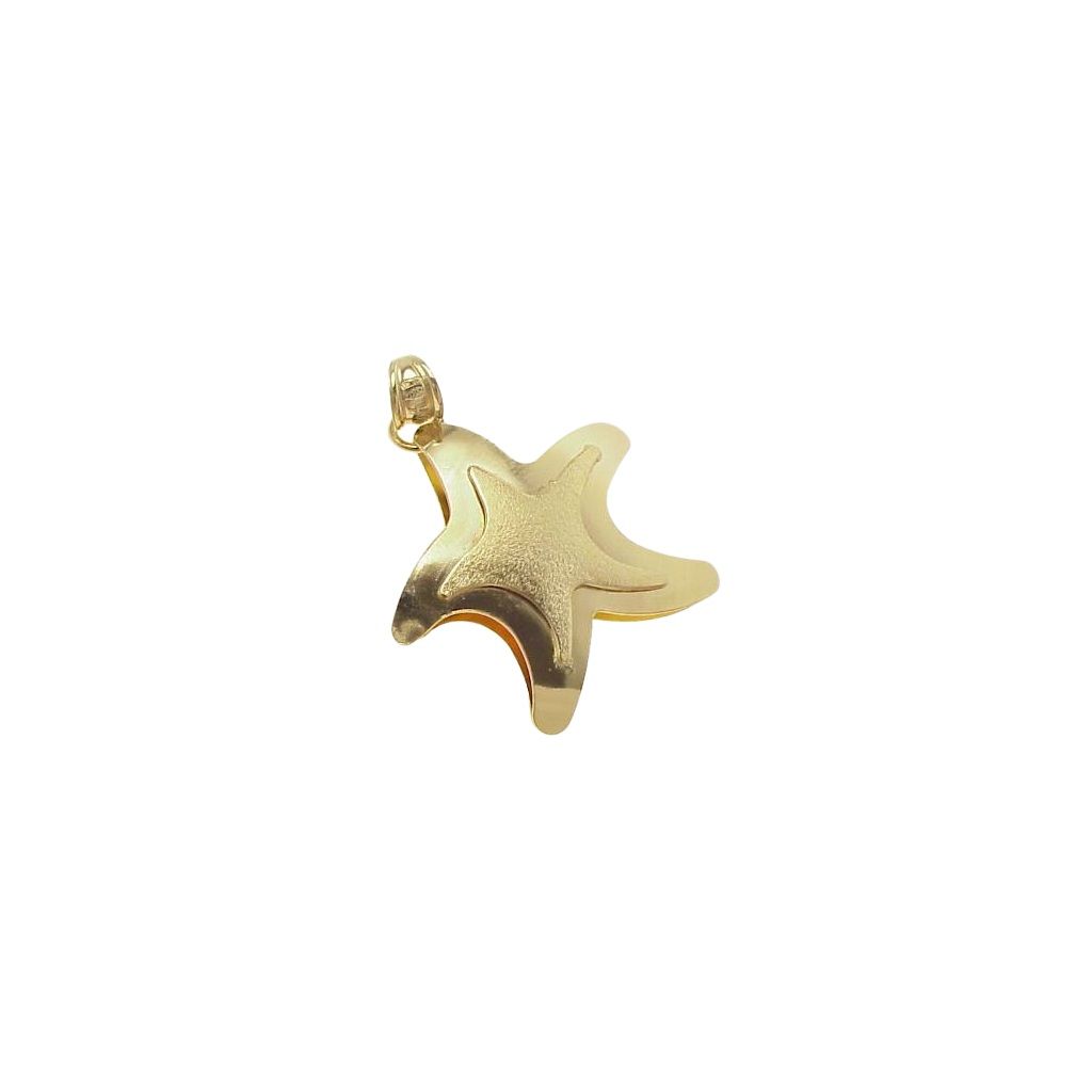 SeaStar Pendant with Satin Center Yellow Gold