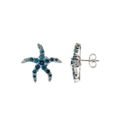 Starfish Earrings with Blue Diamonds in White Gold