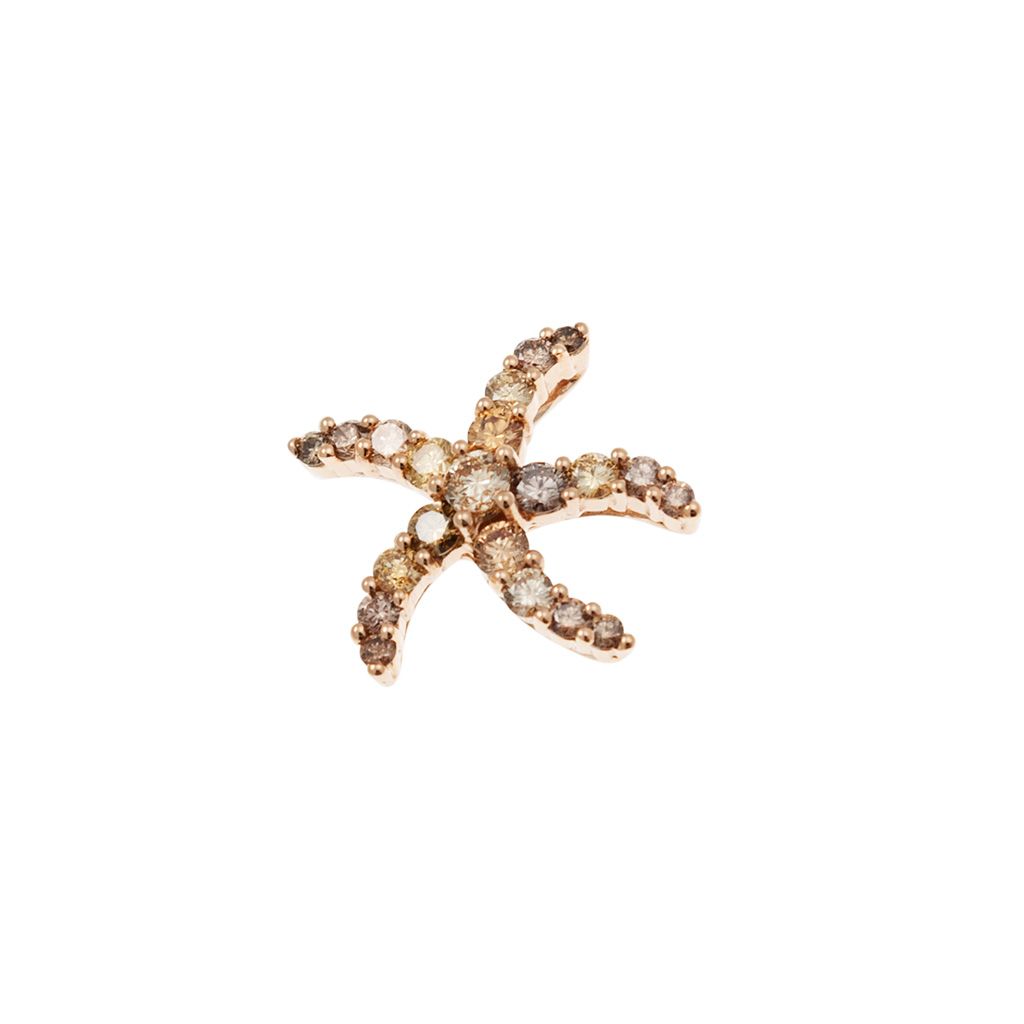 Starfish Pendant with Yellow and Brown Diamonds in Rose Gold
