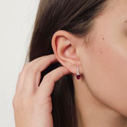 Photo of worn Rubies 7mm x 5mm and Diamonds Earrings