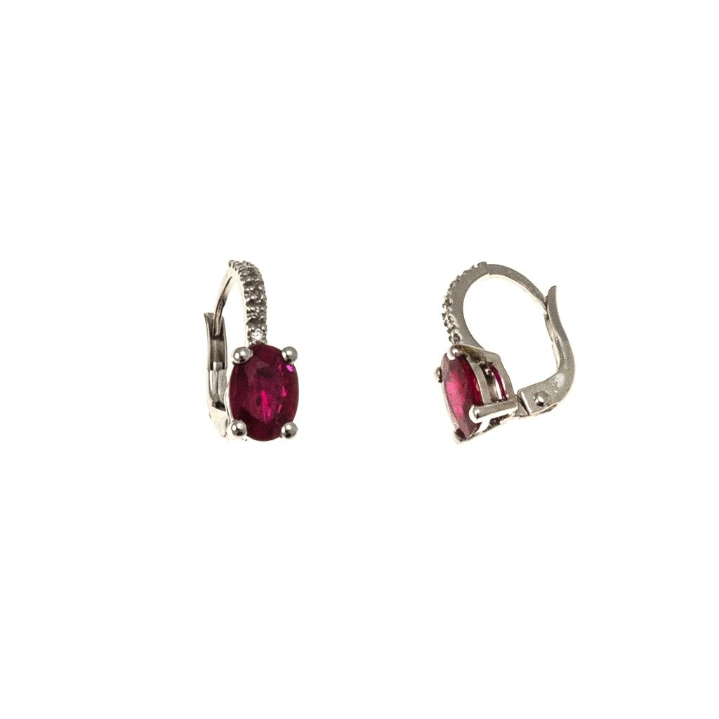Rubies 7mm x 5mm and Diamonds Earrings