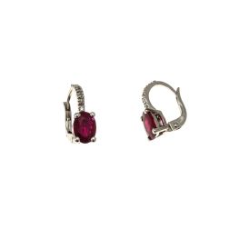 Rubies 7mm x 5mm and Diamonds Earrings