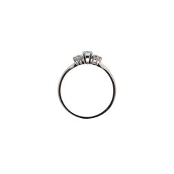 6x4mm Oval Aquamarine Solitaire Ring with 6 Diamonds in White Gold