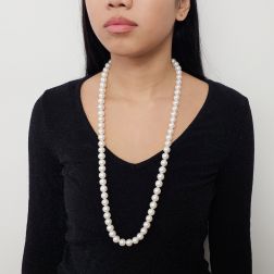 photo of worn 79cm Long Necklace White Pearls without clasp