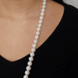 photo of worn 79cm Long Necklace White Pearls without clasp