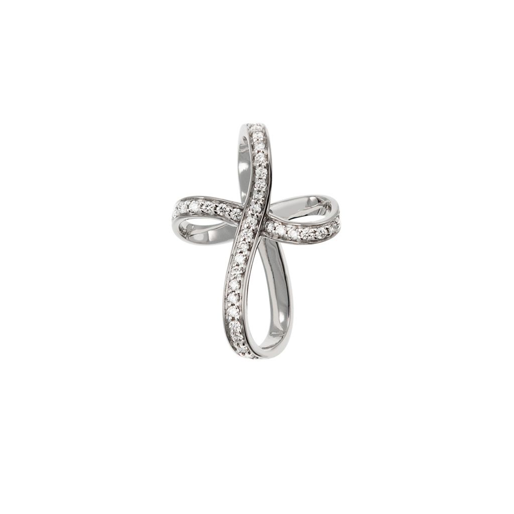 White Gold Infinity Cross Pendant with Diamonds