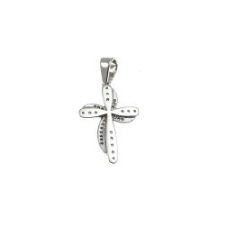 Double Intertwined Cross Pendant in White Gold with Diamonds