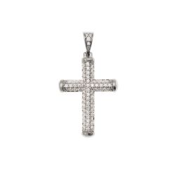 White Gold Cross Pendant with Pavé-set Diamonds