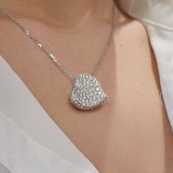 Photo of worn Diamond Heart double chain Necklace