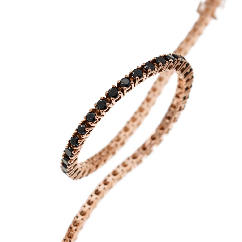 Black Diamond Tennis Bracelet 17.50cm x 2.40mm in Rose Gold