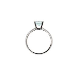 Solitario Suspended Acquamarina 7mm in Oro Bianco 18kt