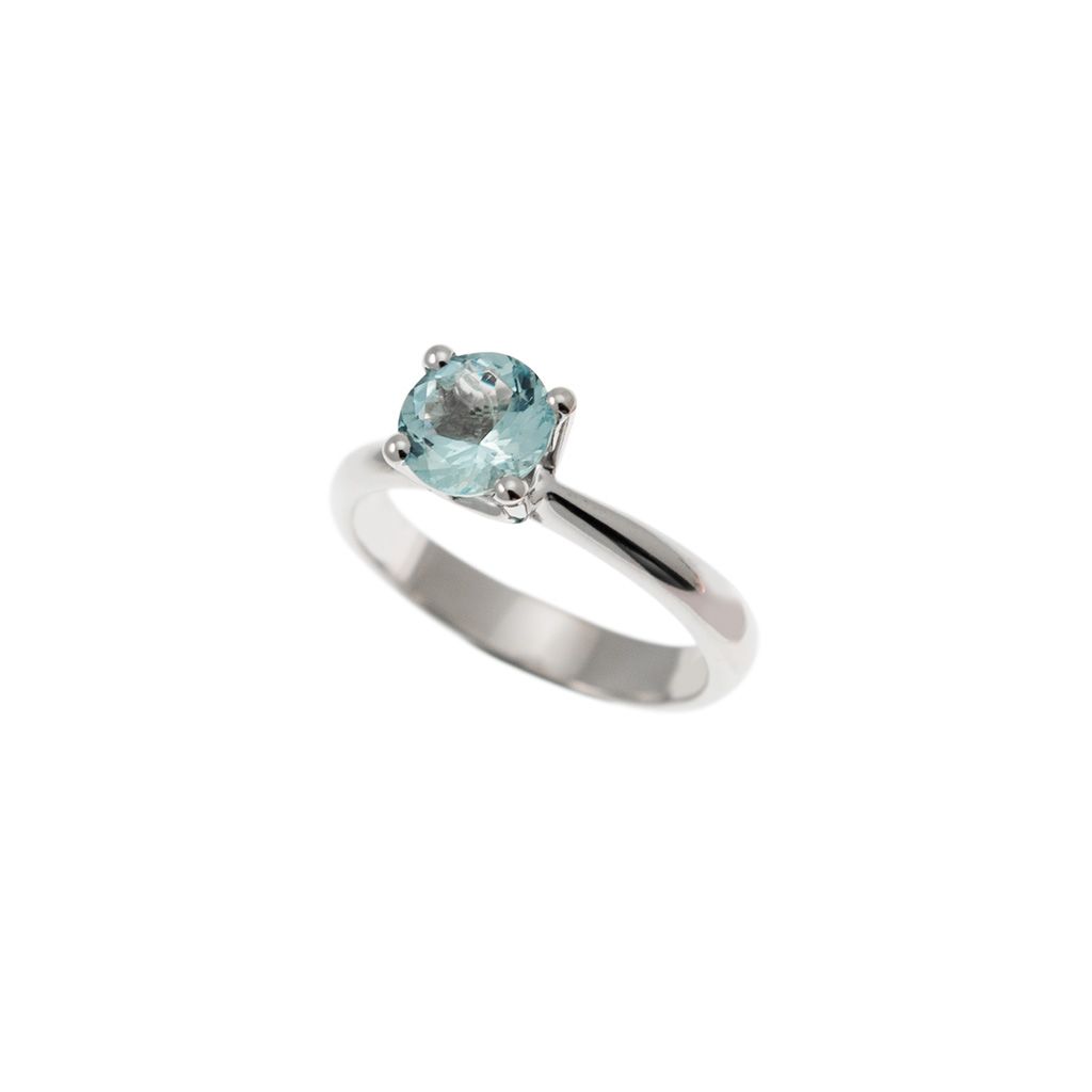 Suspended Solitaire Aquamarine 7mm in 18kt White Gold