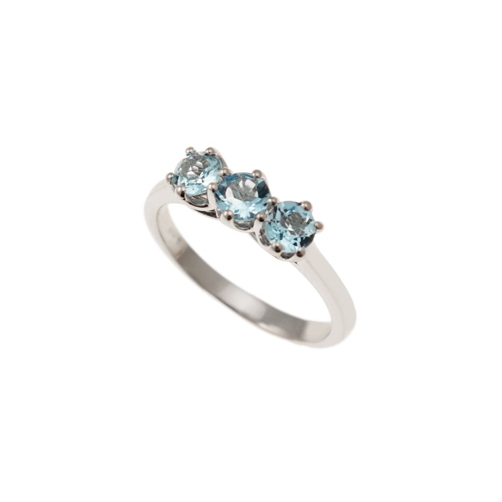 Trilogy Cruise Ring 4mm Aquamarine in White Gold