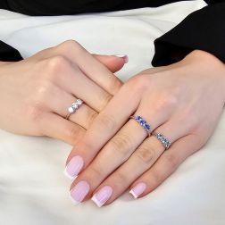 Photo of worn Trilogy Cruise Ring 4mm Aquamarine in White Gold