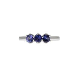 4mm Tanzanite Trilogy Cruise Ring in White Gold
