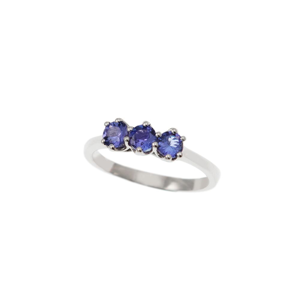 Anello Trilogy Crociera 4mm Tanzanite in Oro Bianco