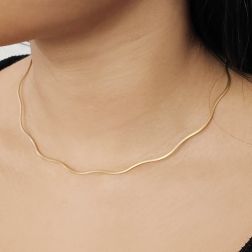 Photo of worn Semi-rigid flexible wave necklace
