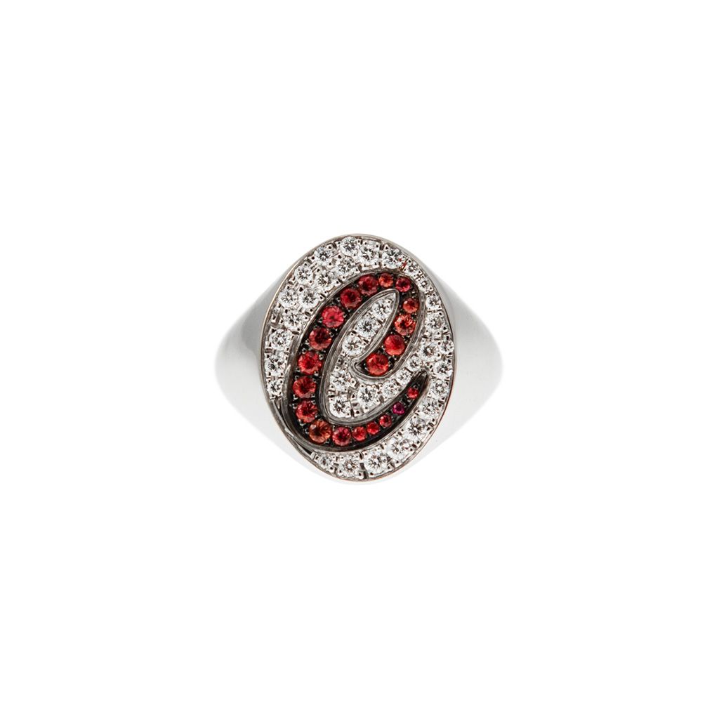 Anello Ovale Chevalier con Zaffiri Mandarino e Diamanti