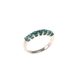 Veretta 7 Emeralds suspended 3mm ring in White Gold