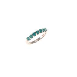 Veretta 7 Emeralds suspended 3mm ring in White Gold