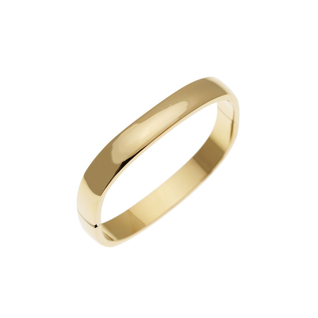 Large Square Rigid Bracelet in Polished Yellow Gold