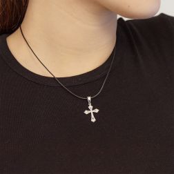 Photo of worn Gothic Cross Pendant in White Gold with Diamonds