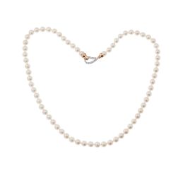 Akoya pearl necklace with drop clasp in White and Rose Gold with Diamonds