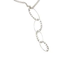 Necklace with 4 Descending Oval Pendants with Diamonds