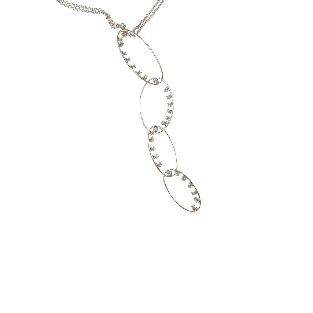 Collana Ciondolo 4 Ovali a scalare con Diamanti