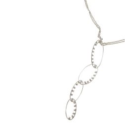 Necklace with 4 Descending Oval Pendants with Diamonds