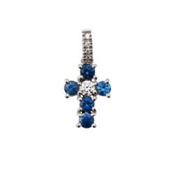 Cross with Blue Sapphires - Width 8.3mm