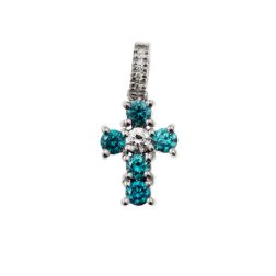 Cross with Blue Diamonds- Width 8.3mm