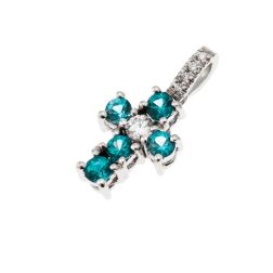 Cross with Blue Diamonds - Width 8.3mm