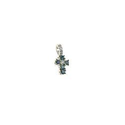 Cross with Blue Diamonds - Width 6.7mm